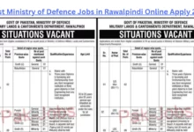 Latest Ministry of Defence Jobs in Rawalpindi
